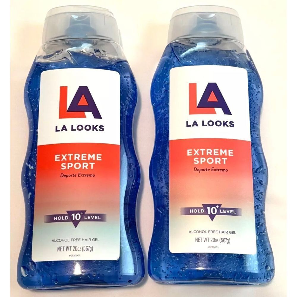 LA Looks Extreme‎ Sport Alcohol-Free Hair Gel Hold Level 10 Blue 20oz (2-Pack)